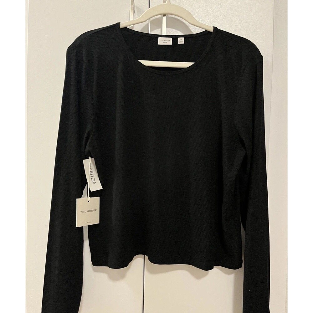 NWT ARITZIA The Group Everyday Long Sleeve Top Black XL - Soft Ribbed Essential